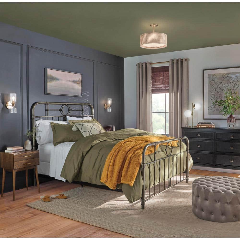 Brooklyn Loom 3pc Full/Queen Solid Cotton Percale Duvet Set Olive Green: 200 Thread Count, Includes 2 Shams