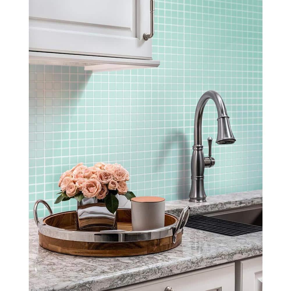 10 pack Blizzard Blue 11.8 in. x 11.8 in. 1 in. x 1 in. Matte Finished Glass Mosaic Floor and Wall Tile (9.67 sq. ft./Case)