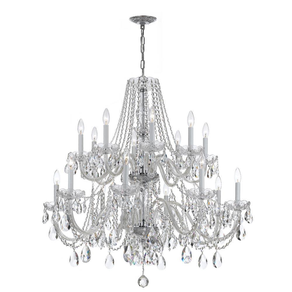 Crystorama Traditional Crystal 37"W Polished Chrome 16-Light Chandelier