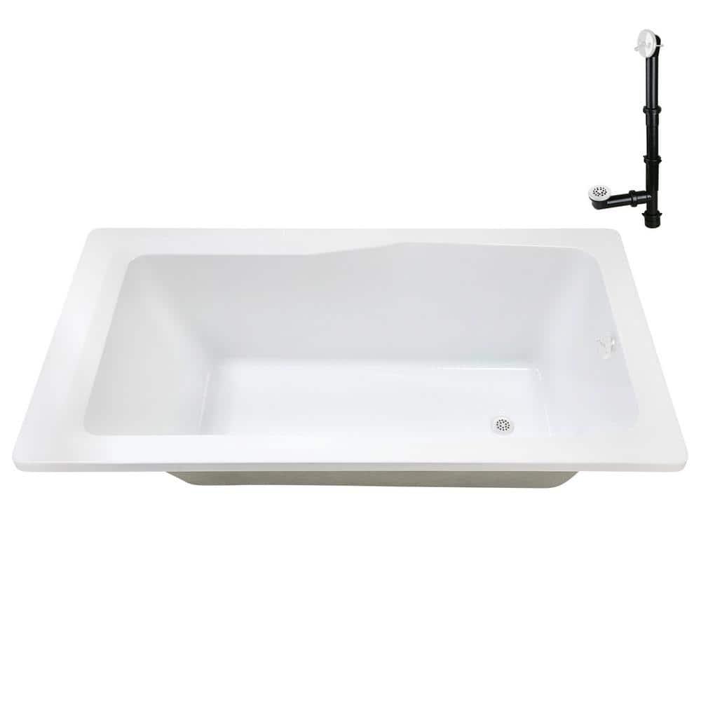 60'' x 32'' Acrylic Soaking Drop-In Bathtub, Drain Included