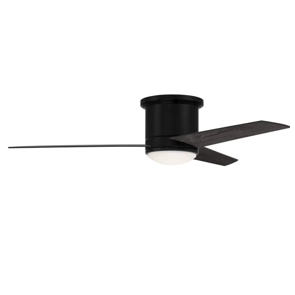 Cole 52" Flat Black Modern Ceiling Fan with LED Light and Remote