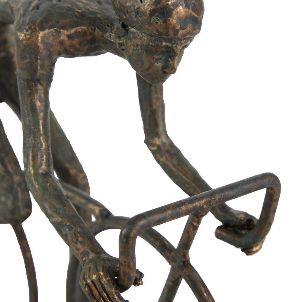 9" x 8" Bronze Polystone People Sculpture with Bike, by DecMode