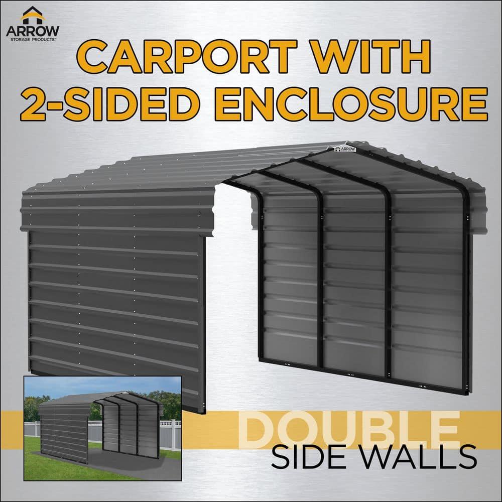 Arrow Arrow Steel Carport with 2 Side Wall Kits, 12x24x09