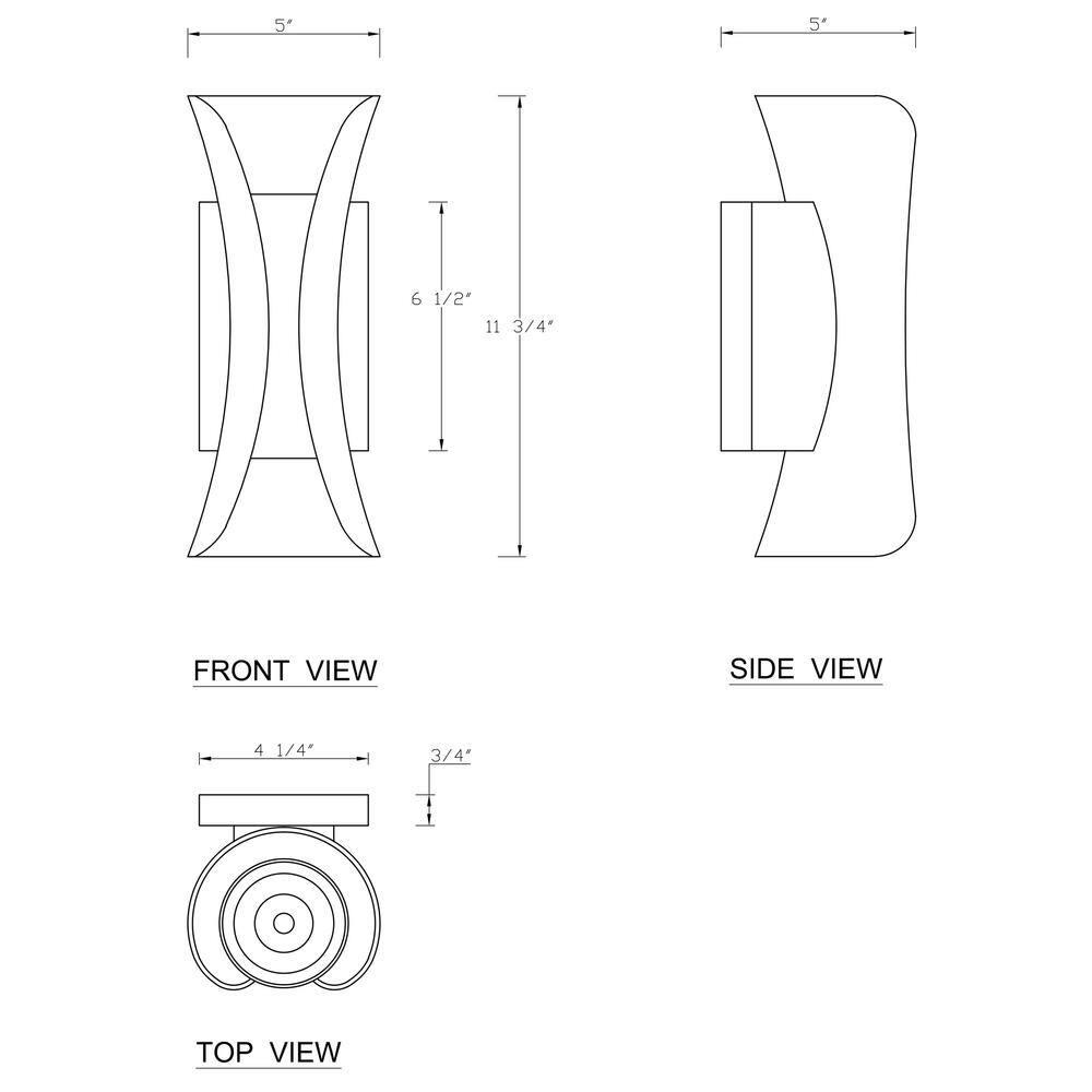 C Cattleya LED 2-Light Outdoor Wall Sconce, Wall Light Fixture-Black and White Finish