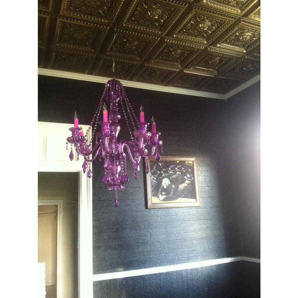 FromPlainToBeautifulInHours La Scala Drop-in or Glue-up PVC Ceiling Tile (Set of 50)