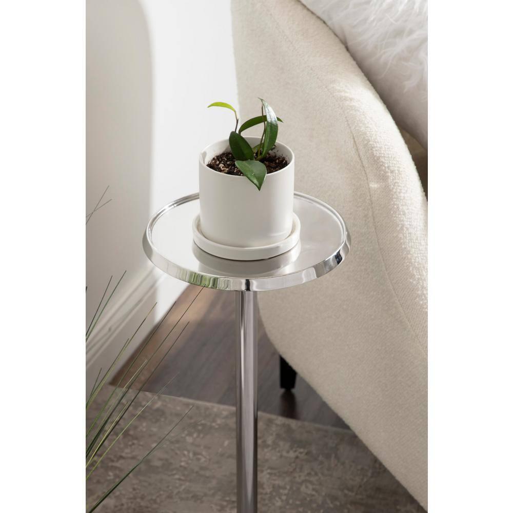 Kate and Laurel Sanzo Round Metal Drink Table, 9x9x23, Silver