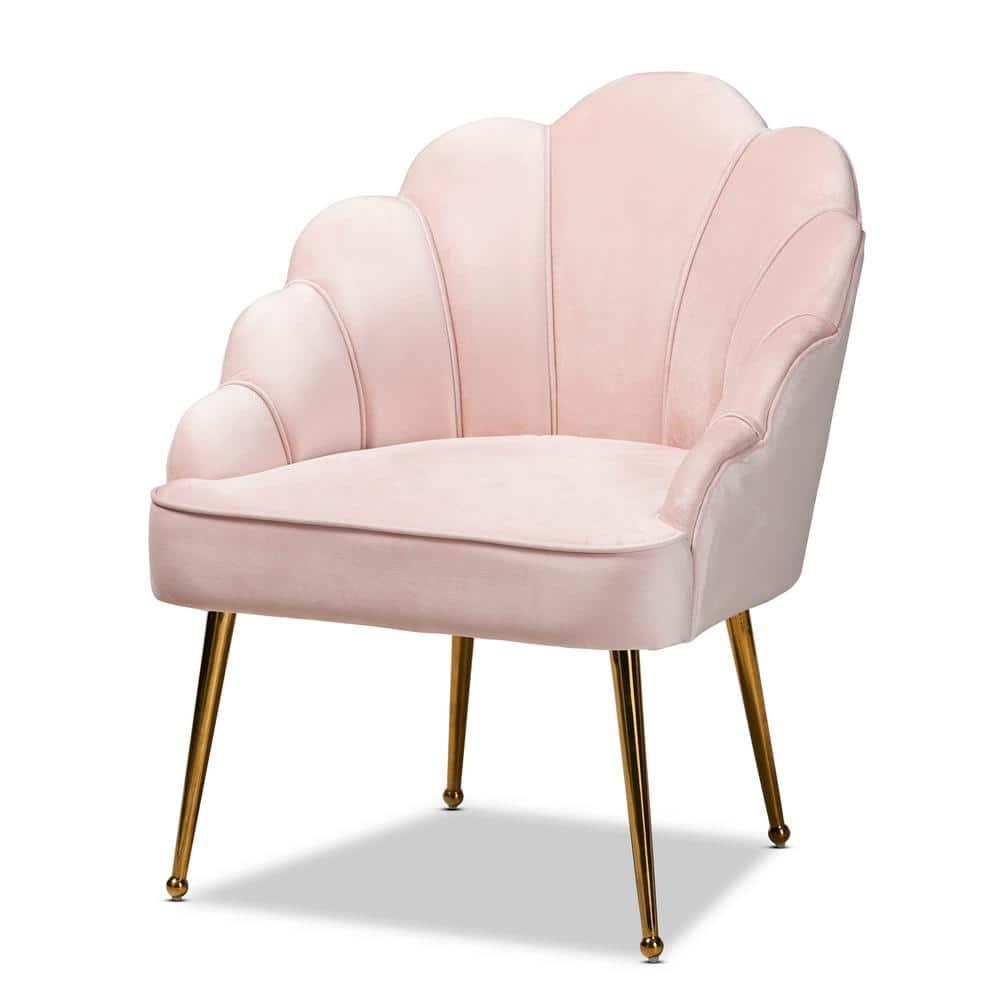 Cinzia Velvet Upholstered Seashell Shaped Accent Chair - Baxton Studio
