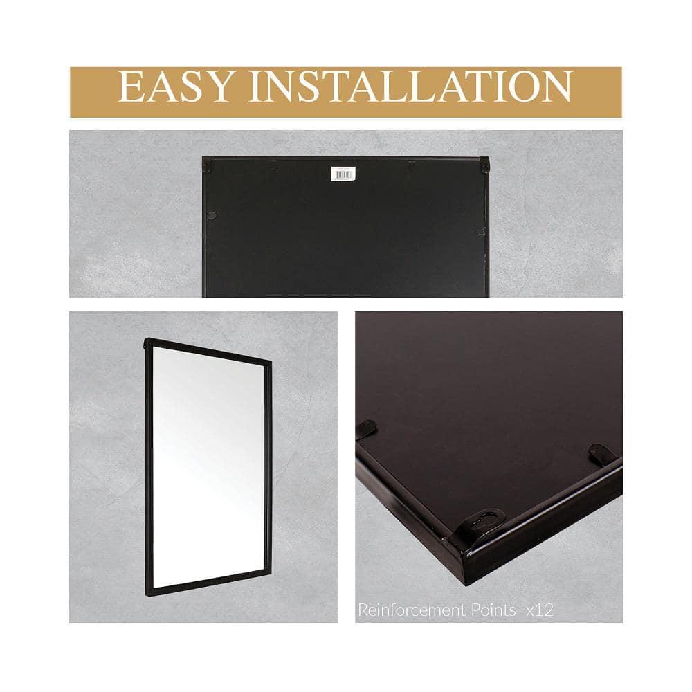 Mirrorize Large Wall Mounted Mirror, Full Body Rectangle Metal Frame Black Mirror, Bathroom Vanity Mirror for Wall, 35"X24"