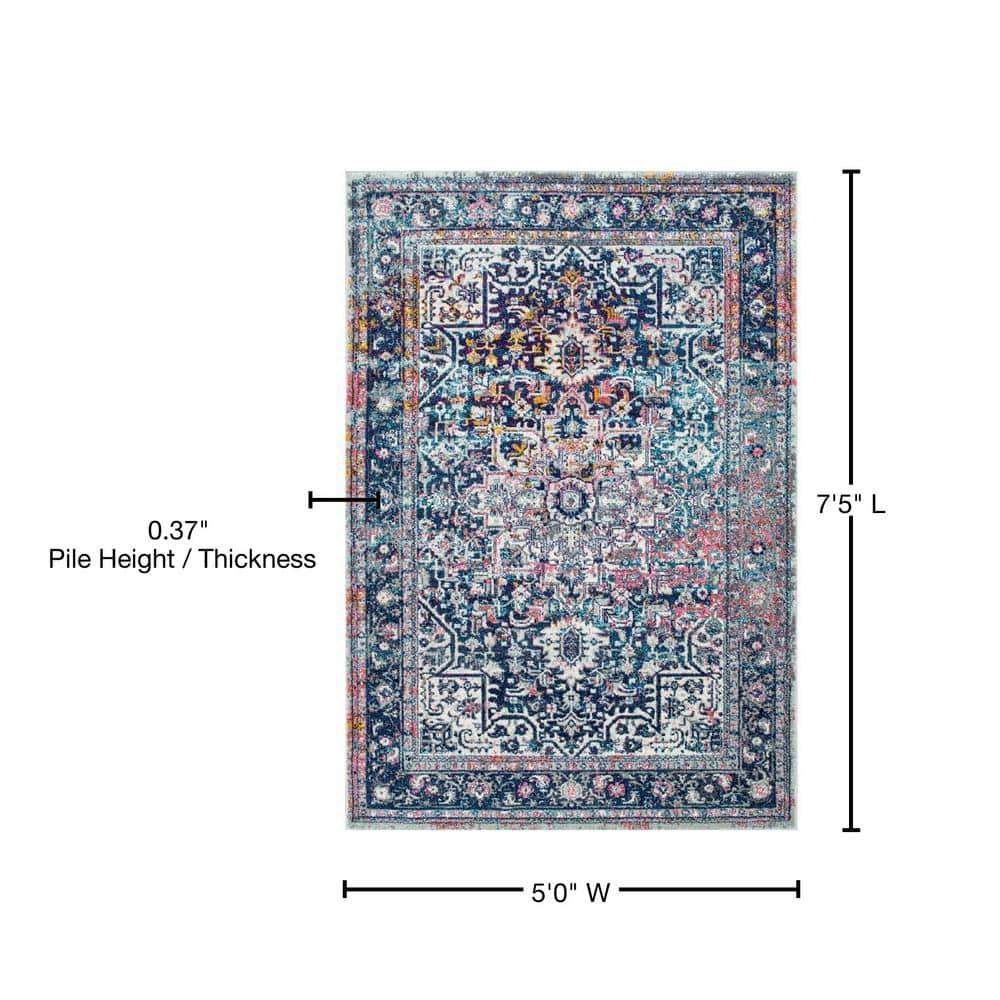 Nuloom Lilah Medallion 5x7 Indoor Area Rug for Living Room Bedroom Dining Room Kitchen, Blue/Multicolor