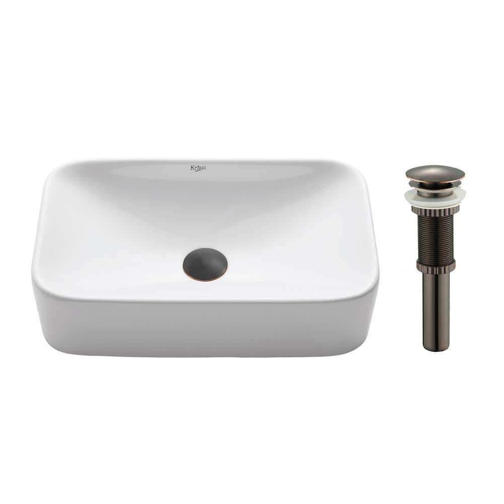 Ceramic Ceramic Rectangular Vessel Bathroom Sink
