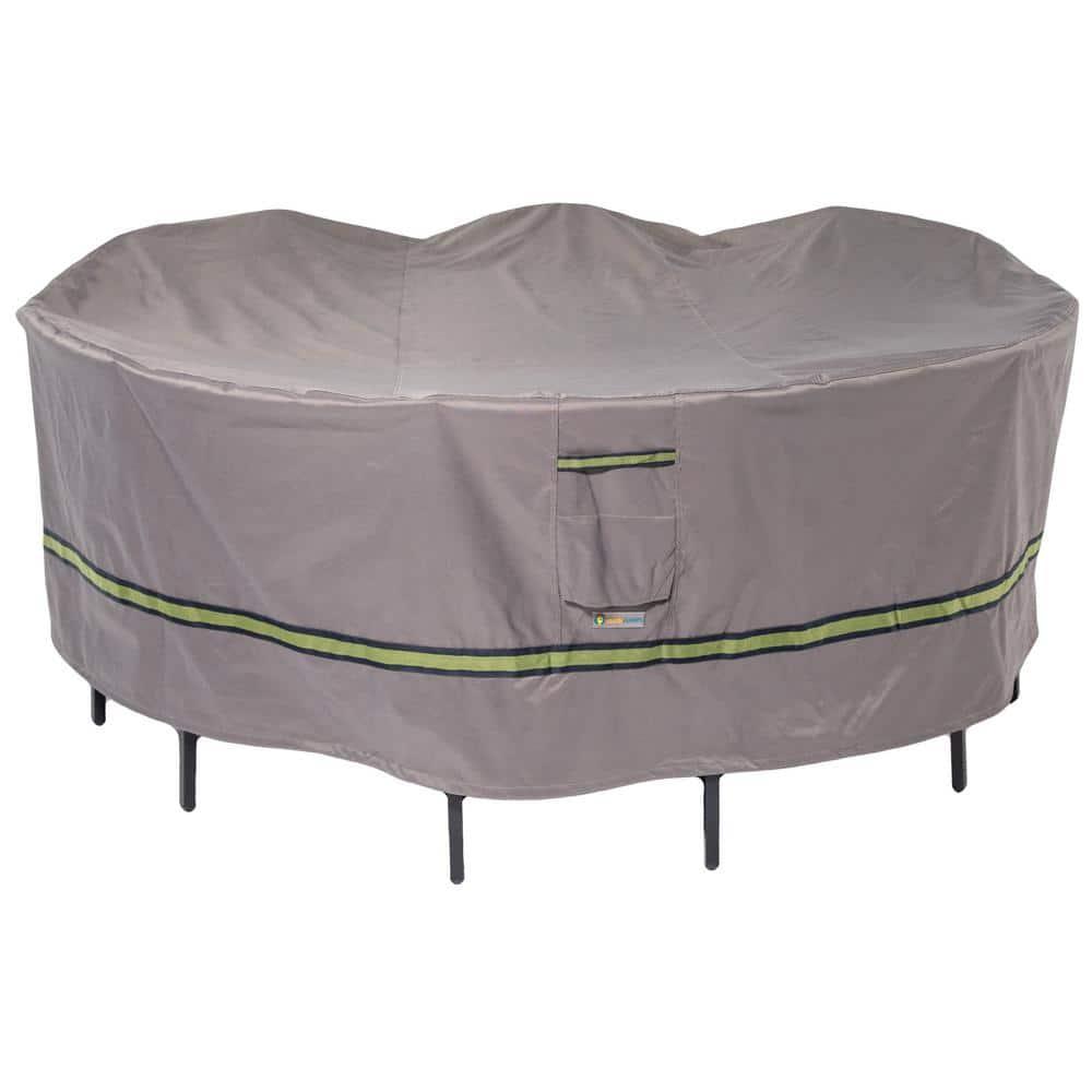 Duck Covers Soteria Waterproof 108 Inch Round Patio Table with Chairs Cover