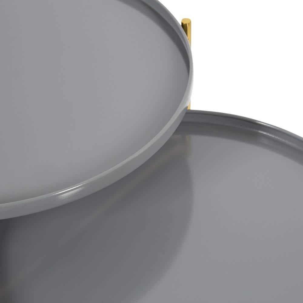 Kate and Laurel Ulani Round Metal Nesting Table, 2 Piece, Gray and Gold