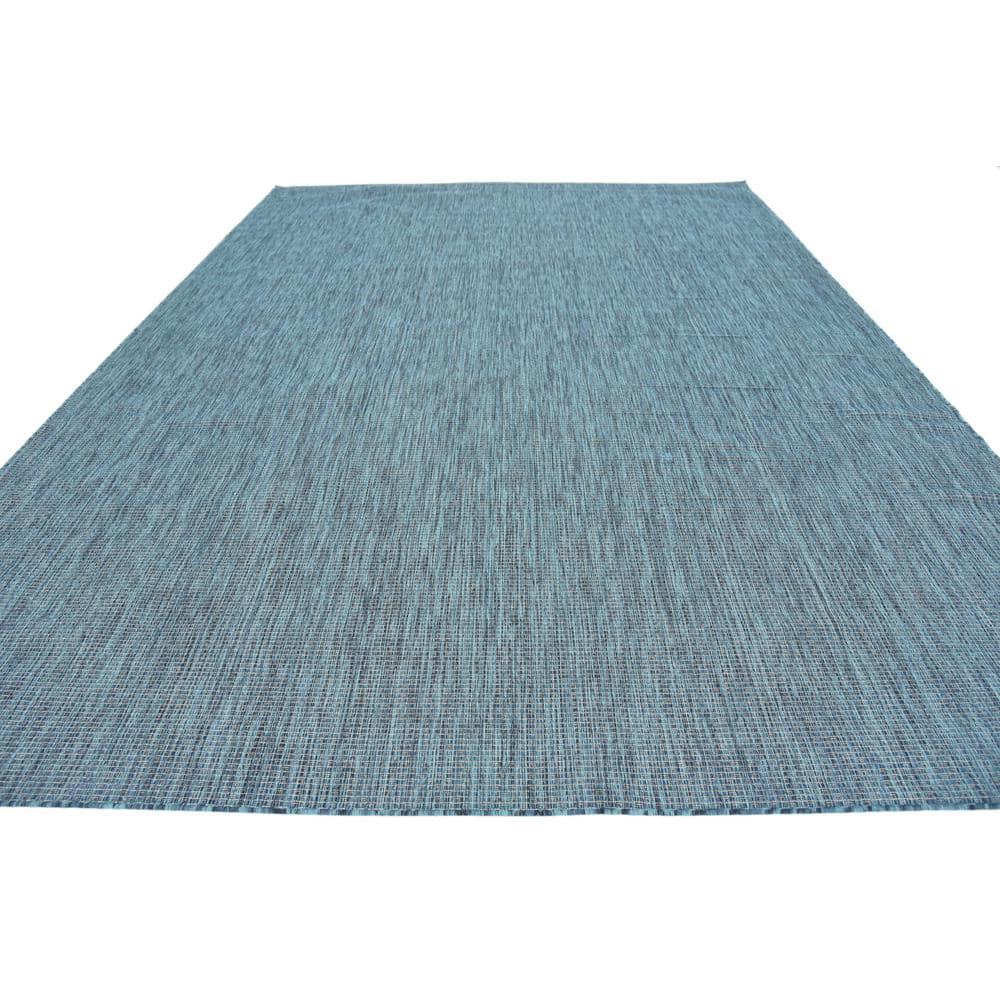 Unique Loom 9' 0 x 12' 2 Rectangle Indoor/Outdoor Solid Teal Area Rug