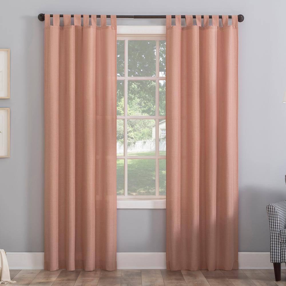 40"x84" No. 918 Light Filtering Semi-Sheer Joshua Heathered Texture Tab Top Curtain Panel Pink: Modern Sheer Curtain