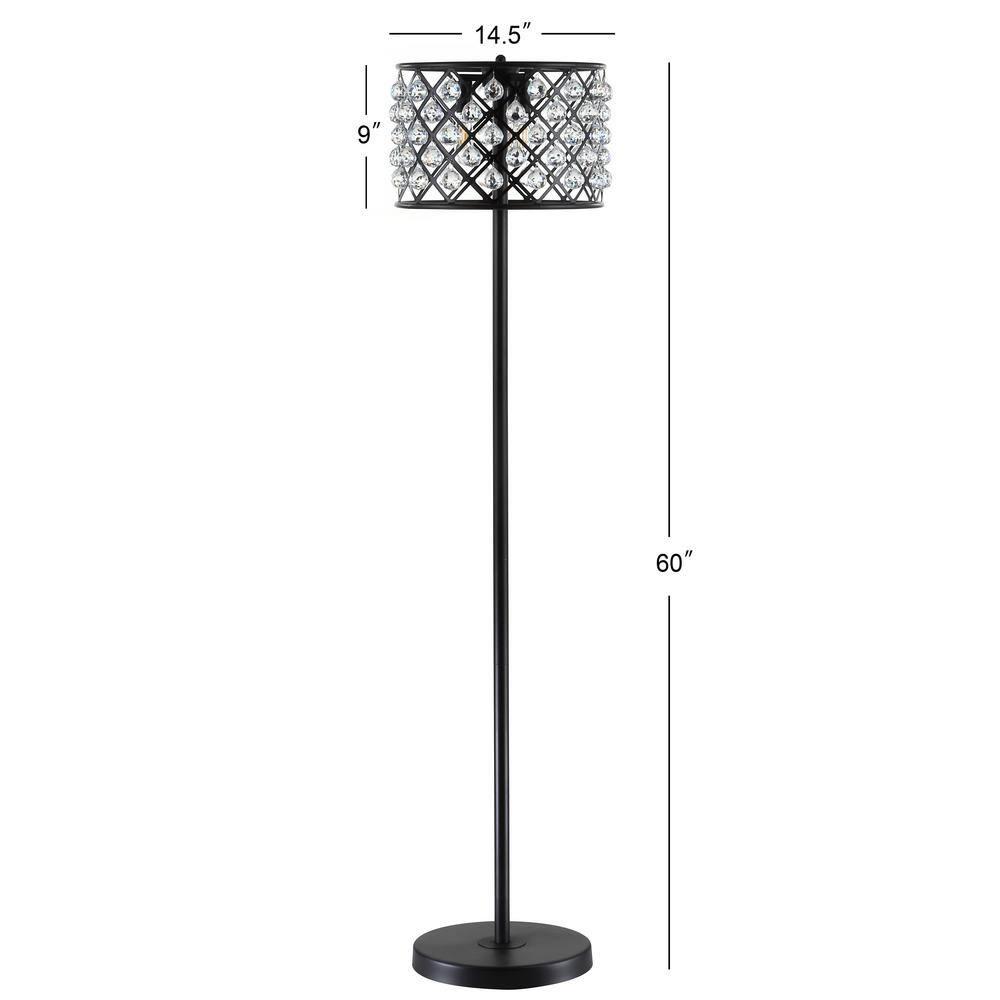 JONATHAN Y JYL9000B Elizabeth 60" Crystal/Metal LED Floor Lamp, Contemporary, Modern, Transitional, Elegant, Office, Living Room, Family Room, Dining Room, Bedroom, Hallway, Foyer, Bronze/Clear