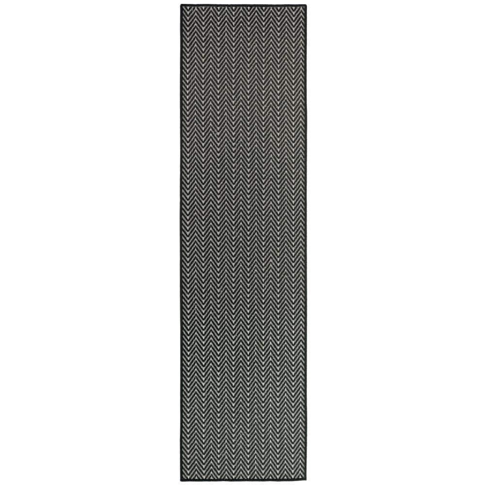Nourison Horizon Indoor/Outdoor 2' x 6' Black Modern Rug