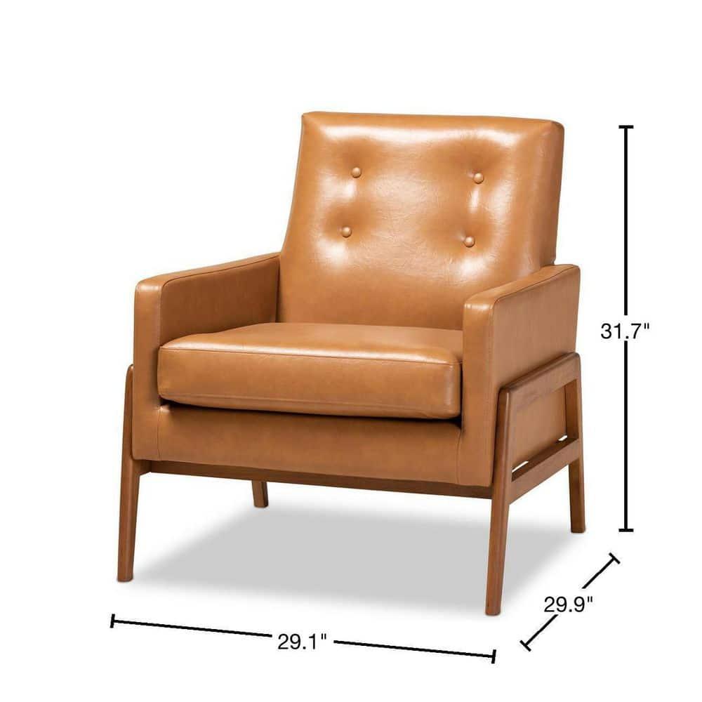 Perris Mid-Century Faux Leather Upholstered Wood Lounge Chair Walnut/Brown - Baxton Studio: Indoor Elegant Comfort