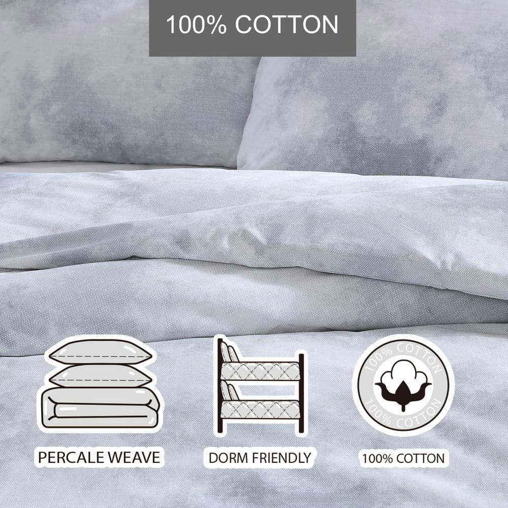 Gray/White Reversible 2 Piece Duvet Cover Set