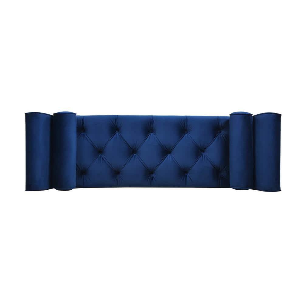 Alma Tufted Flared Arm Entryway Bench Navy Blue