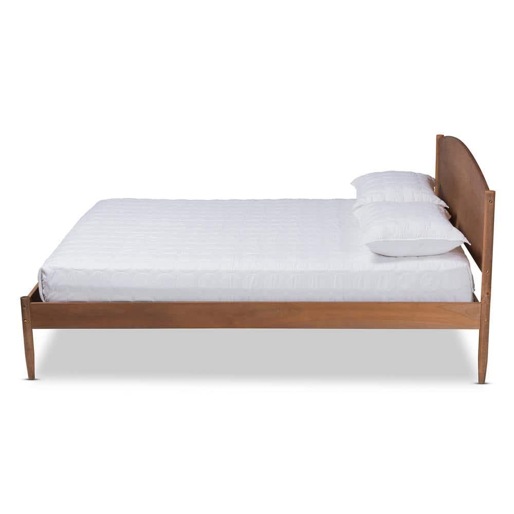 Queen Leanora Wood Platform Bed Ash Walnut - Baxton Studio: Mid-Century Design, Tapered Legs