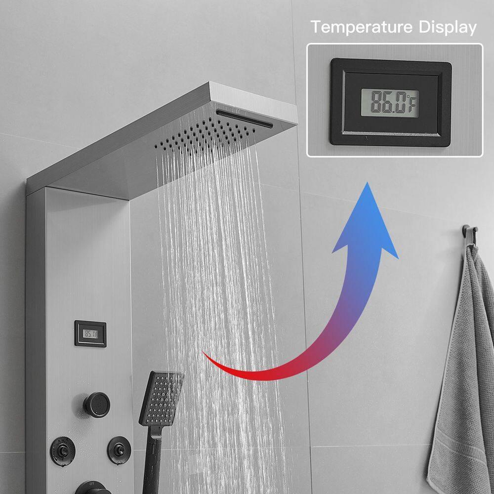 BWE 8-Shower Tower Shower Panel System with Rainfall Shower Head and Shower Wand