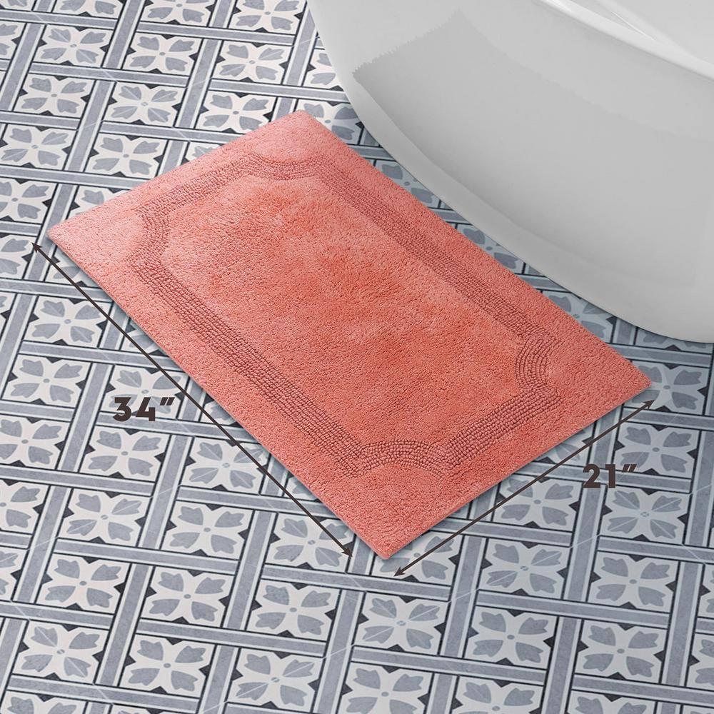Laura Ashley Reversible Cotton 21 x 34 in. Bath Mat, Coral