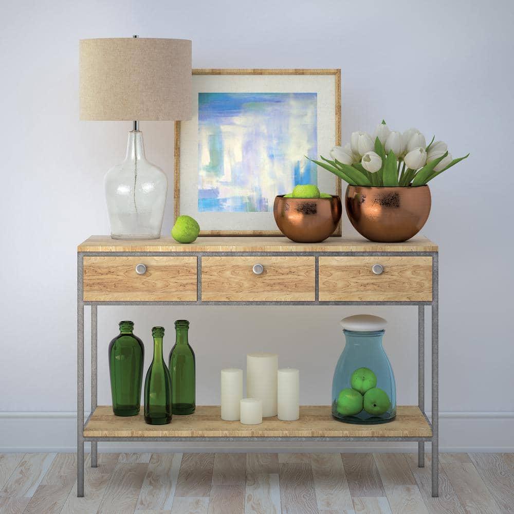 Evelyn&Zoe Modern Metal Table Lamp with Seeded Glass Shade