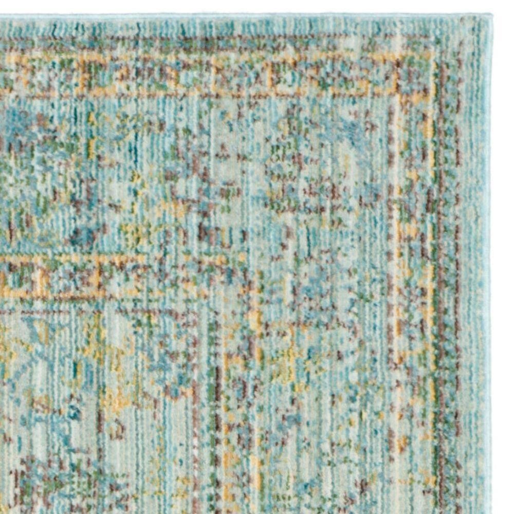 SAFAVIEH Valencia Cionadogh Floral Bordered Polyester Area Rug, Light Blue/Turquoise, 5' x 8'