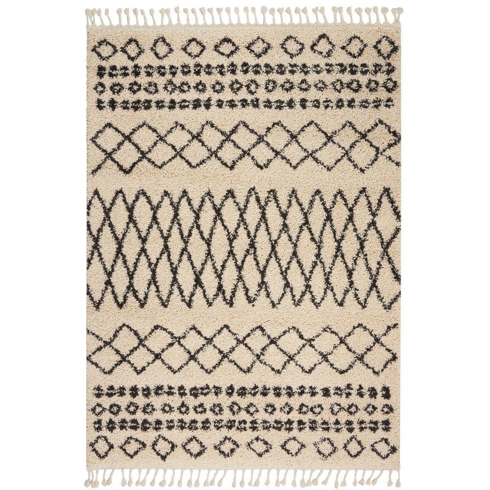 Moroccan Shag Cream 4 ft. x 6 ft. Shag Bohemian Area Rug