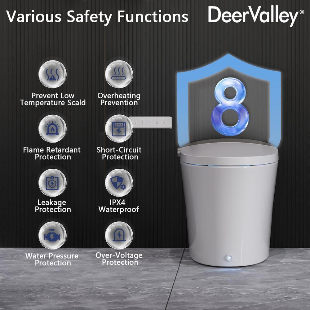 DeerValley DV-1S0150-V3 Smart Bidet Toilet Elongated, Auto Open/Close Lid, Seat Heat, Foot Kick & Blackout Flush, Premium