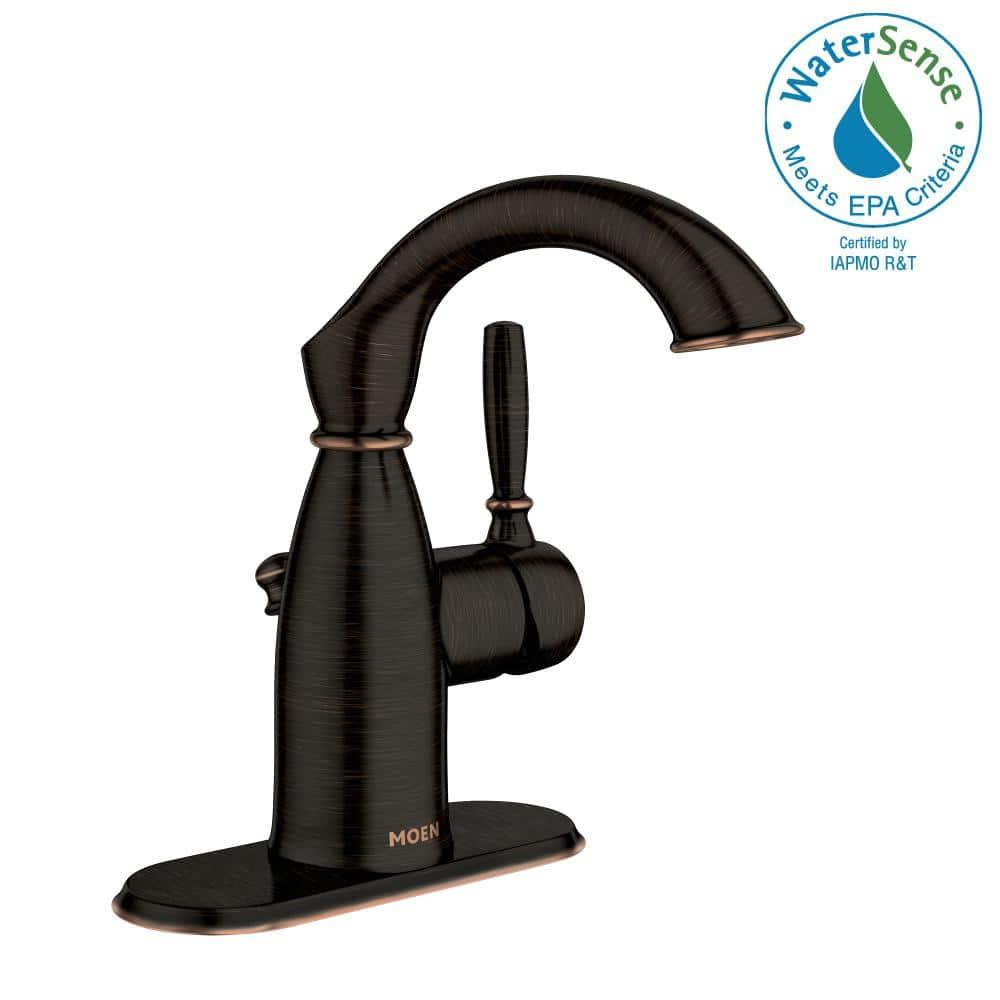 Moen Sarona Single Hole Bathroom Faucet with Drain Assembly and Optional Deckplate