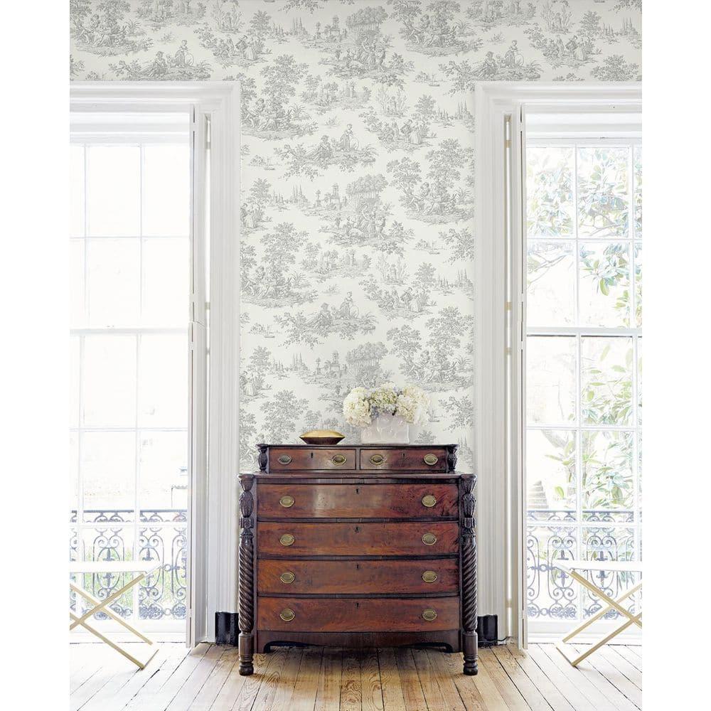 NextWall Argos Grey Chateau Toile Peel and Stick Wallpaper