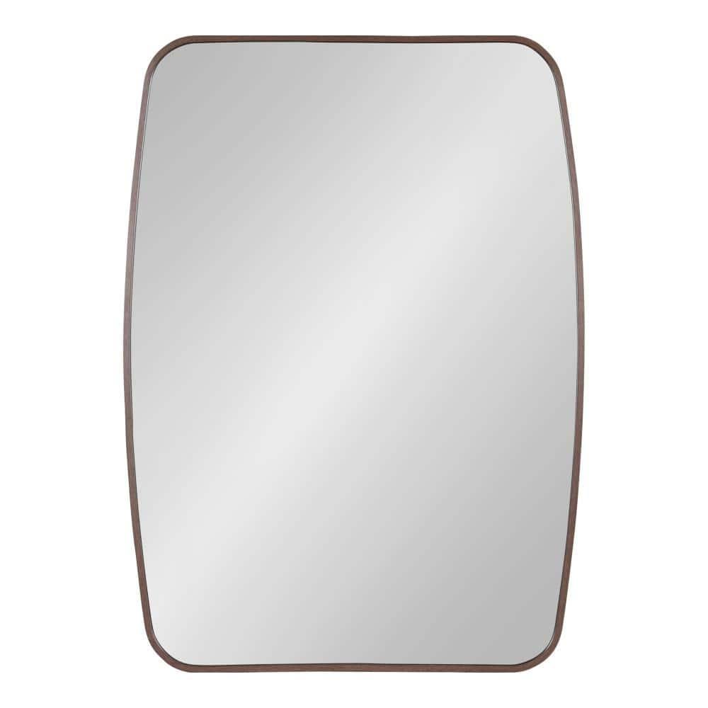 Kate and Laurel Zayda Metal Square Barrel Mirror, 20x28, Walnut Brown