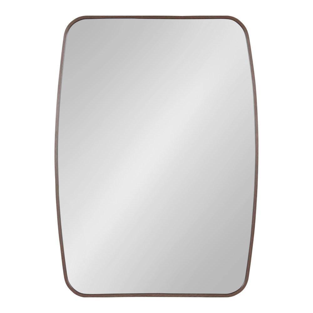Kate and Laurel Zayda Metal Square Barrel Mirror, 20x28, Walnut Brown