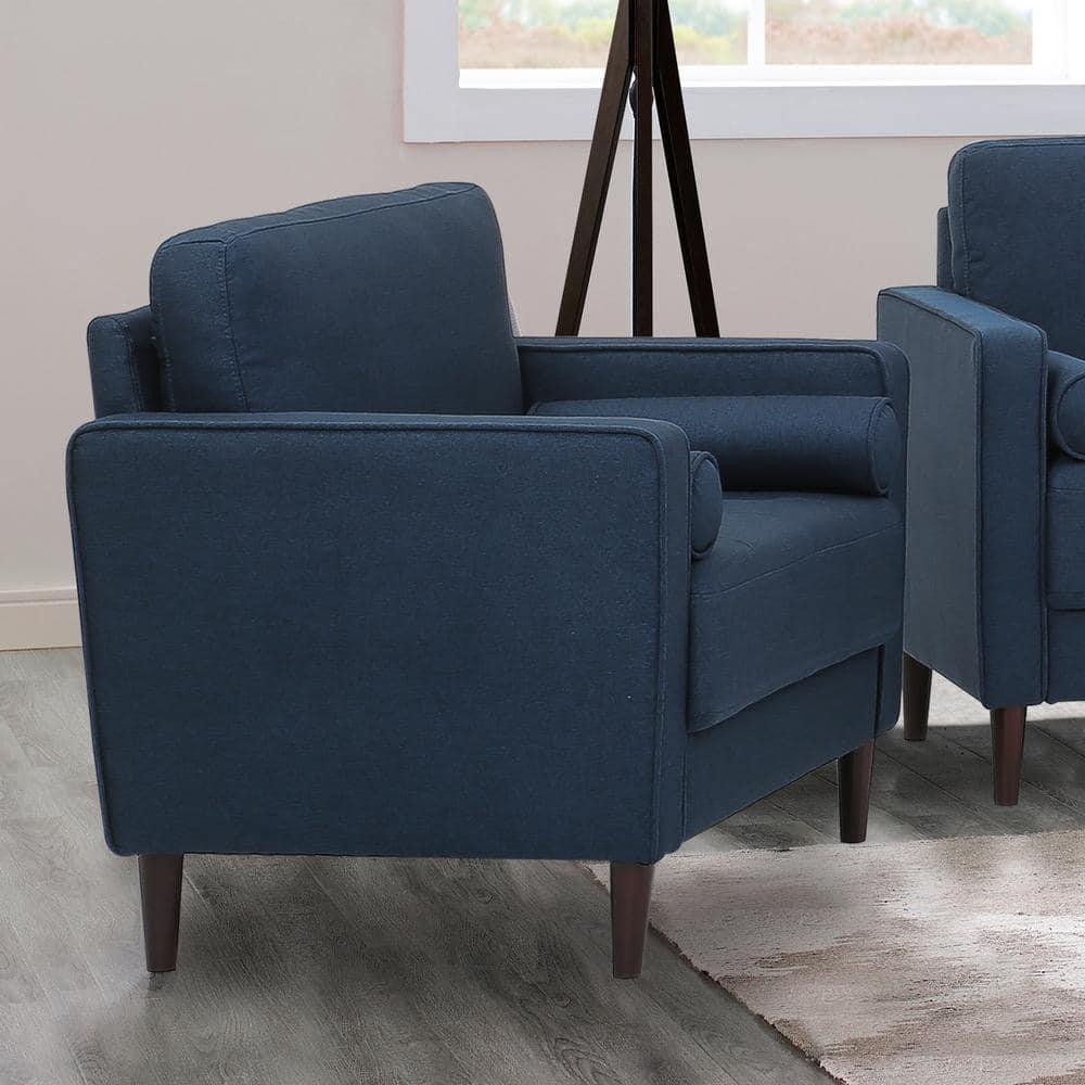 LifeStyle Solutions Jareth King Chair in Navy Blue Fabric Upholstery