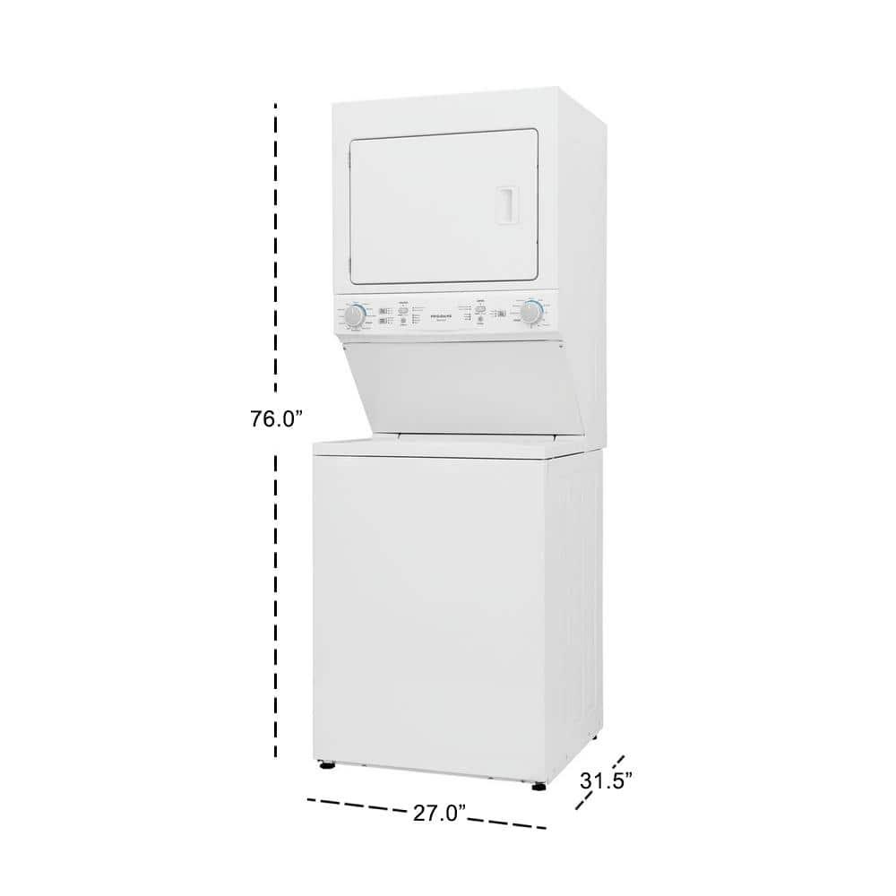 Frigidaire Electric Long Vent Stacked Laundry Center - 3.9 Cu. Ft Washer and 5.5 Cu. Ft. Dryer