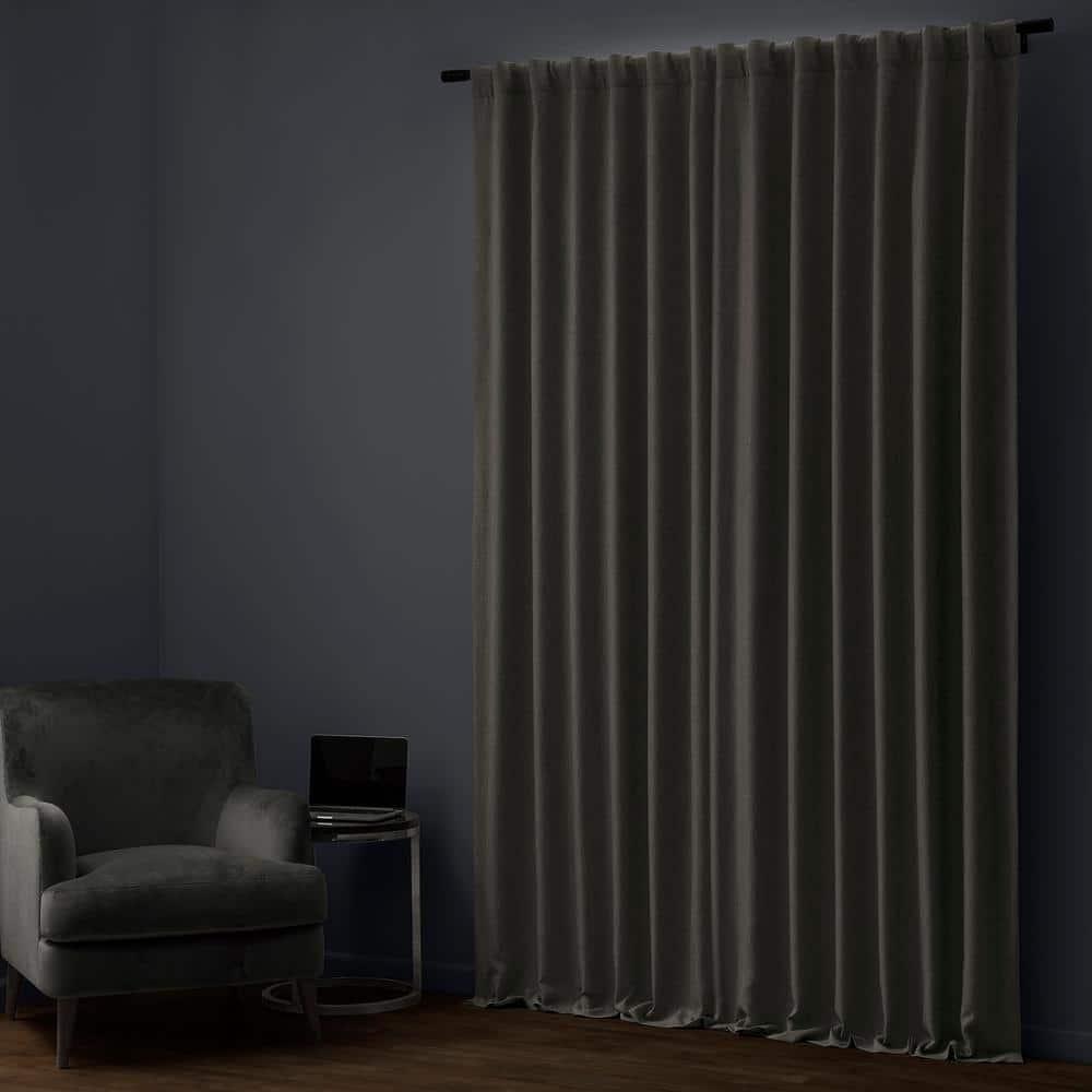 Signature Destination Slate Faux Linen Blackout Curtain (1 Panel), Destination Slate, 50W X 96L