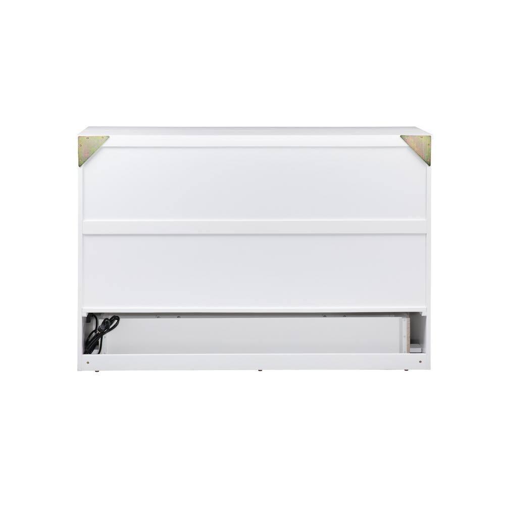 Queen Deerfield Murphy Bed Chest with Charging Station White - AFI: Space-Saving, Fold-Out Mattress, Elegant Design