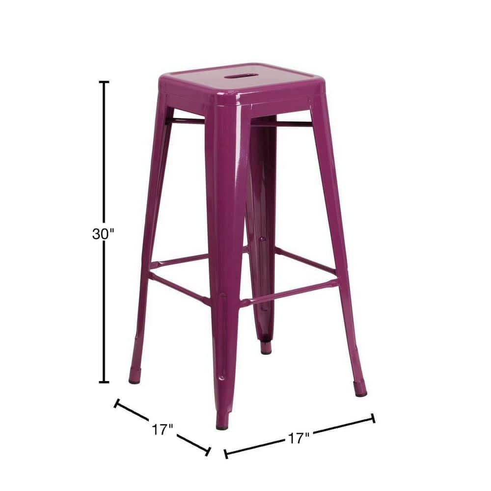 30'' High Backless Distressed Antique Blue Metal Indoor-Outdoor Barstool