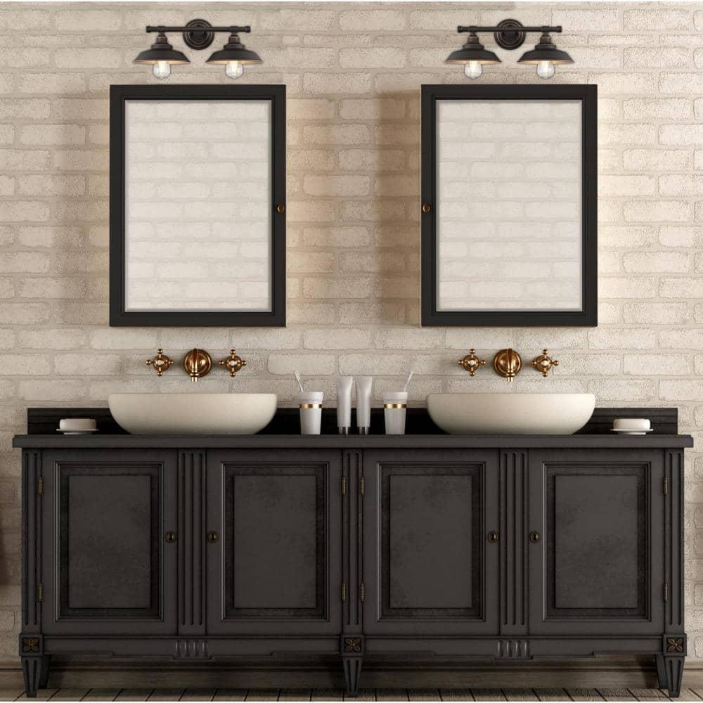 Westinghouse Lighting 6354800 2 Light Wall Oil Rubbed Bronze Finish with Highlights & Metal Shades