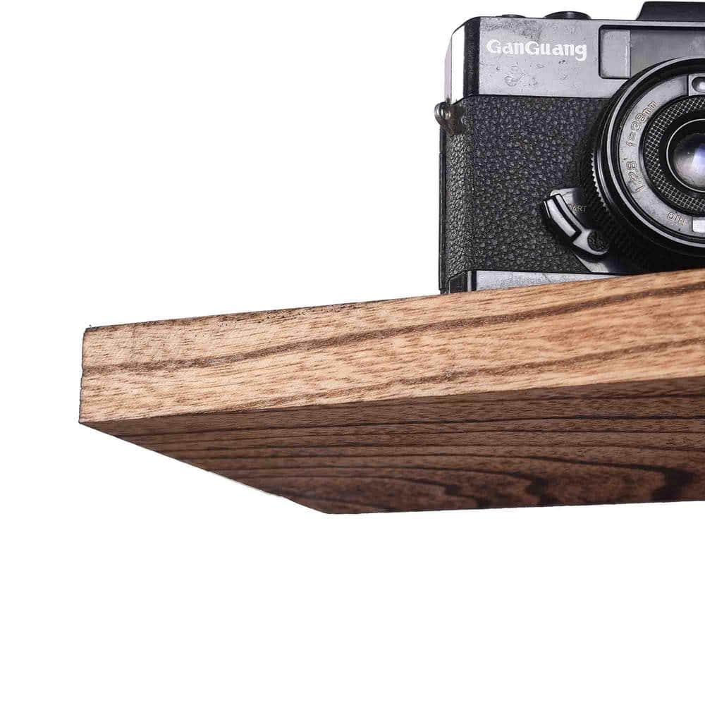 Wood Floating Shelves for Wall Decor, Rustic Wall Shelves for Bedroom Bathroom Kitchen Living Room, Set of 4 Light Walnut 24 Inch