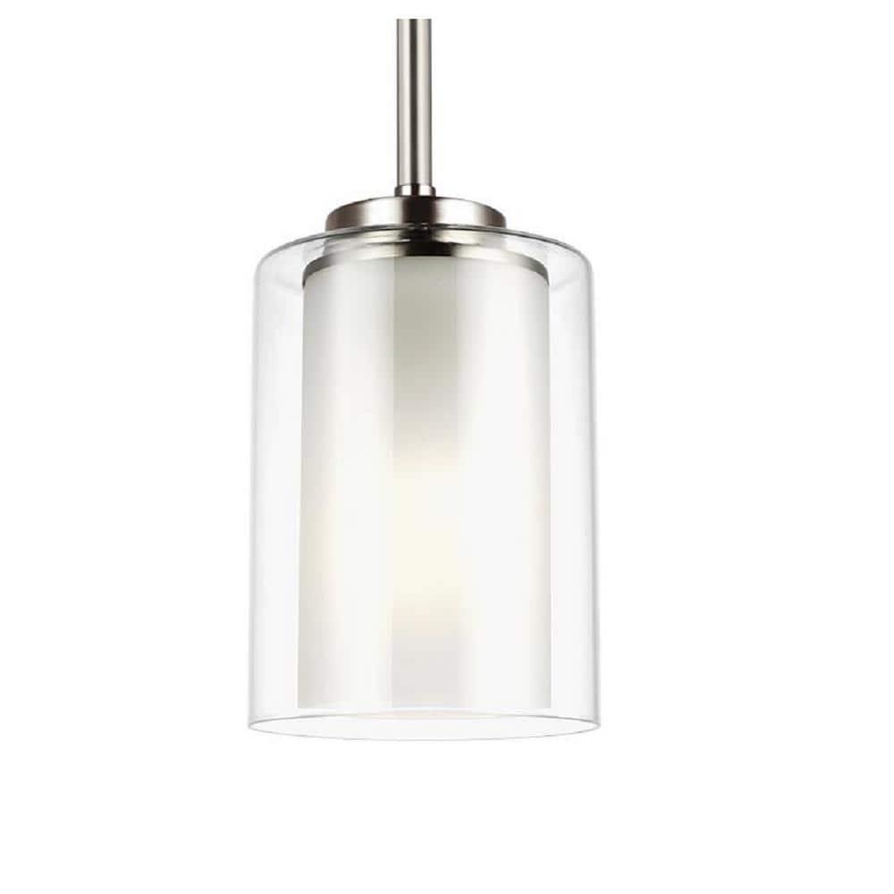XIANMM Generation 6137301-962 Transitional One Light Pendant from Seagull-Elmwood Park Collection in Pewter, Silver Finish, Brushed Nickel