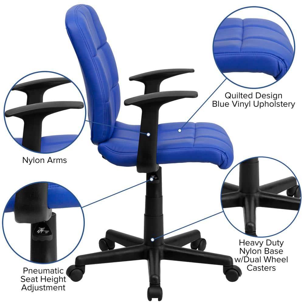 ColorLife Bonavant Mid-Back Quilted Vinyl Swivel Task Office Chair