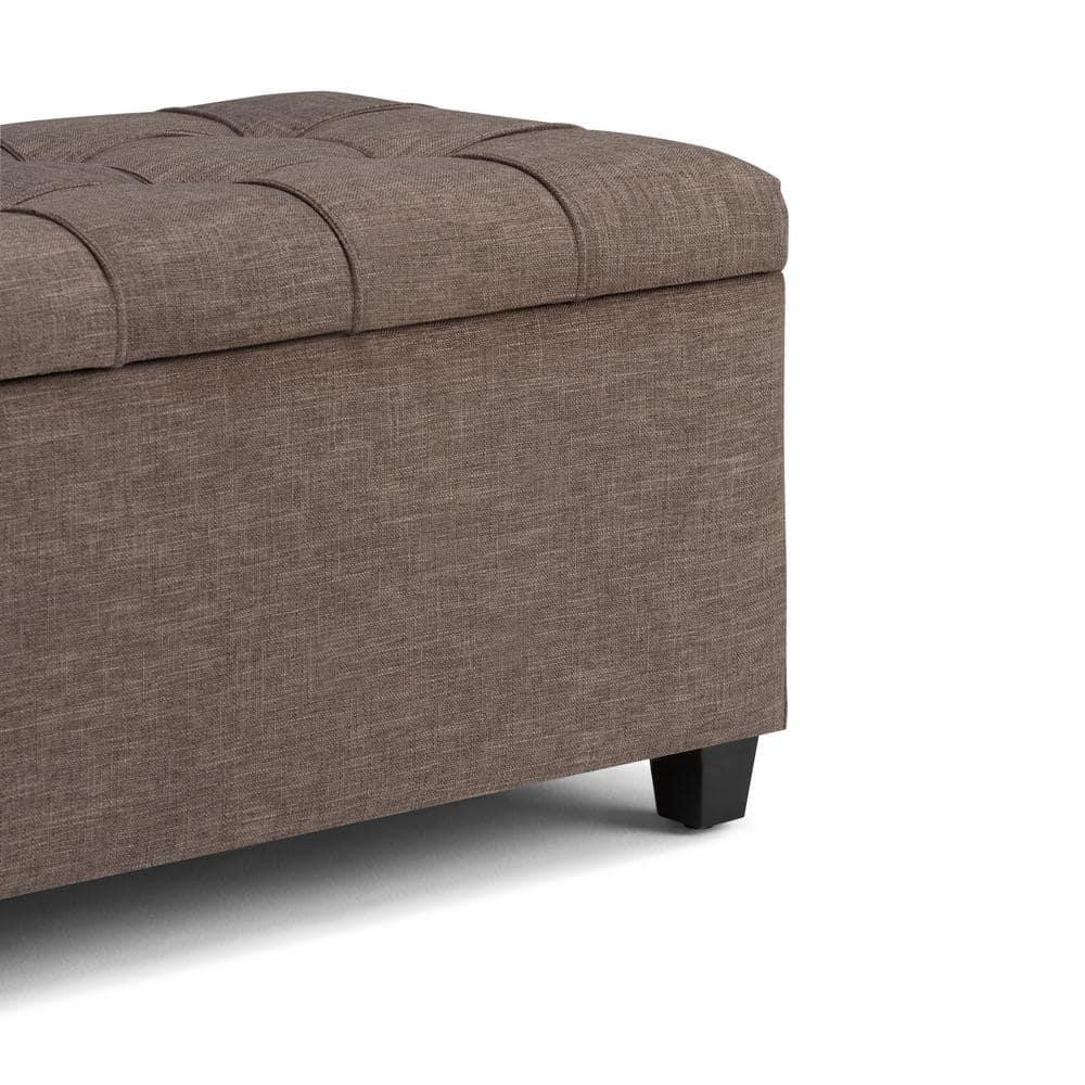Simpli Home Sienna 33"W Upholstered Storage Ottoman Bench with Lift-Up Tufted Top