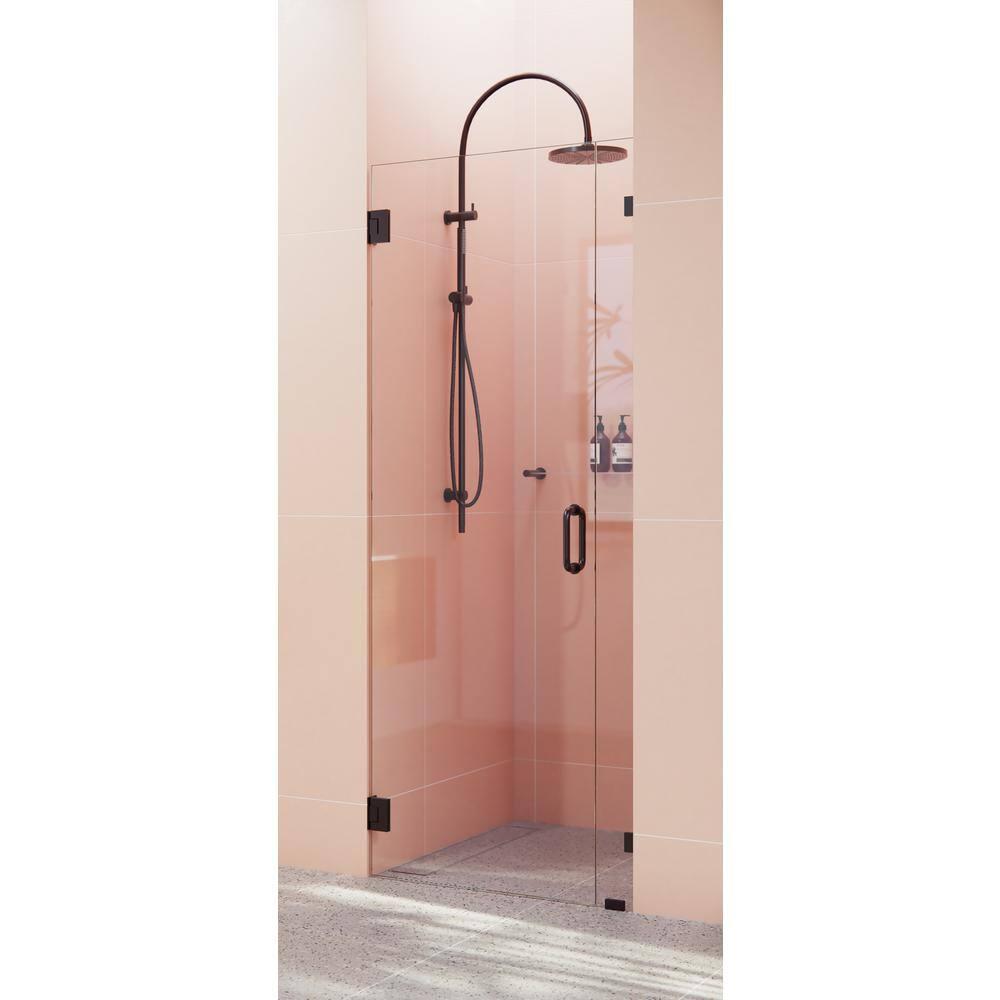 Illume 33.5 in. x 78 in. Fully Frameless Wall Hinge Shower Door