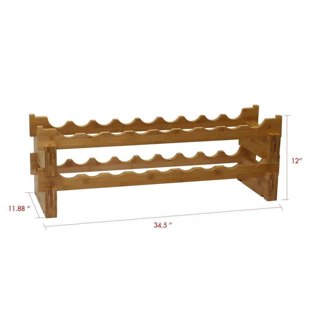Ocean Star International Solid Wood Floor Wine Bottle Rack in Natural