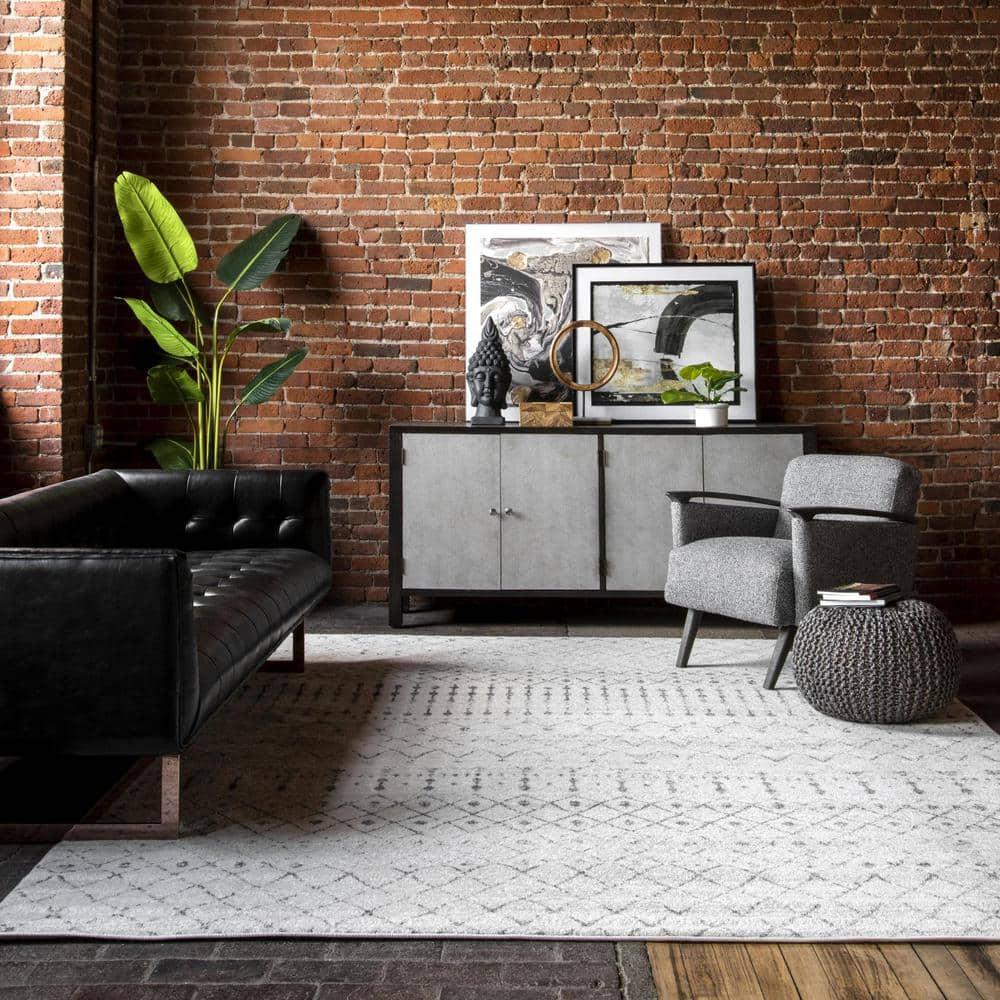 nuLOOM Blythe 8 x 8 (ft) Polypropylene Gray Square Indoor Geometric Moroccan Area rug
