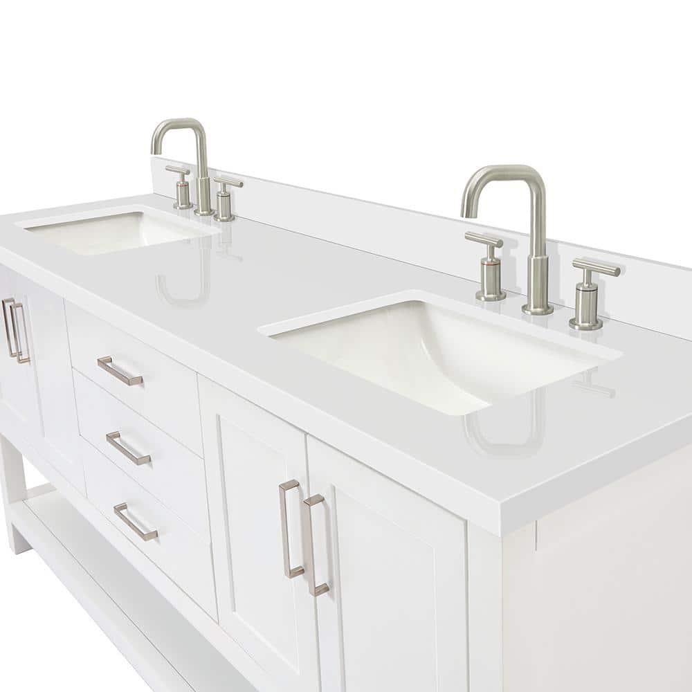 Ariel S073dwqrvo Magnolia 72" Free Standing Double Basin Vanity Set - White / Pure White