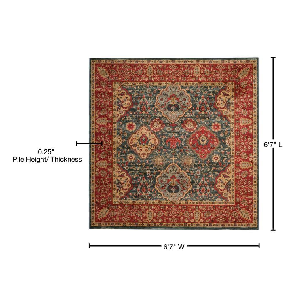 Mahal MAH655 Power Loomed Indoor Area Rug - Navy/Red - 6'7"x6'7" - Safavieh.