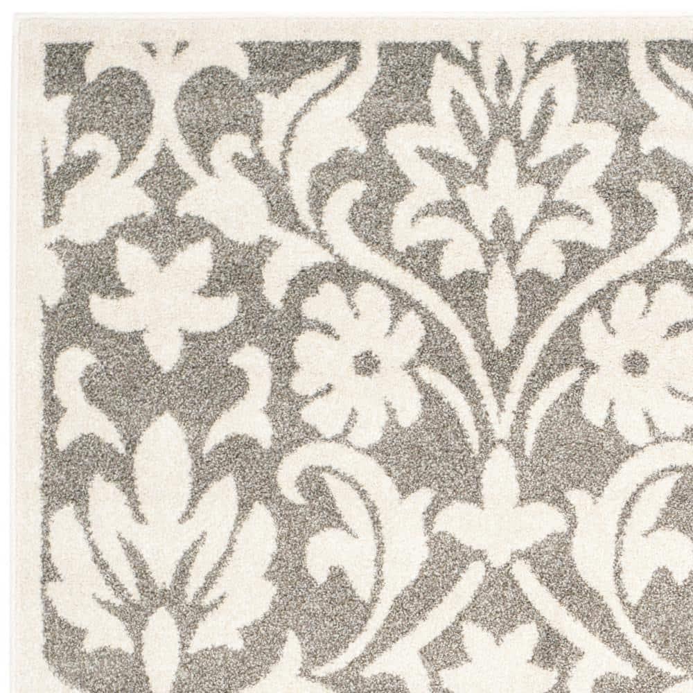 SAFAVIEH Amherst Jerrald Geometric Area Rug, Dark Grey/Beige, 7' x 7' Square